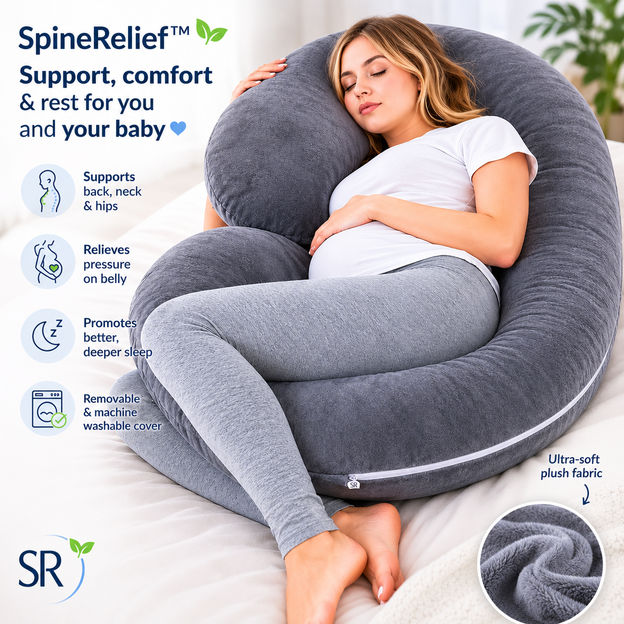 SpineRelief™ Ergonomic Cloud-Sleep Body Pillow